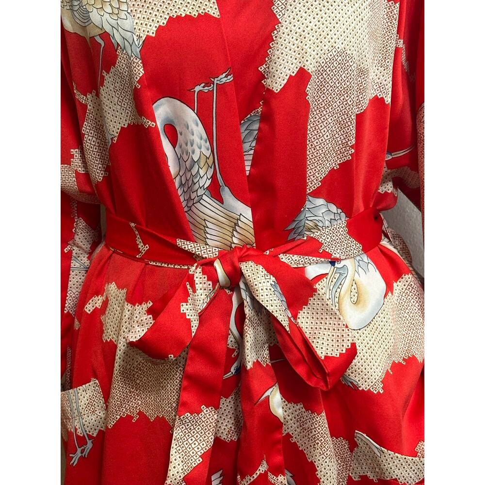 Vintage Tori Richard Honolulu red & cream kimono robe - Picture 2 of 6